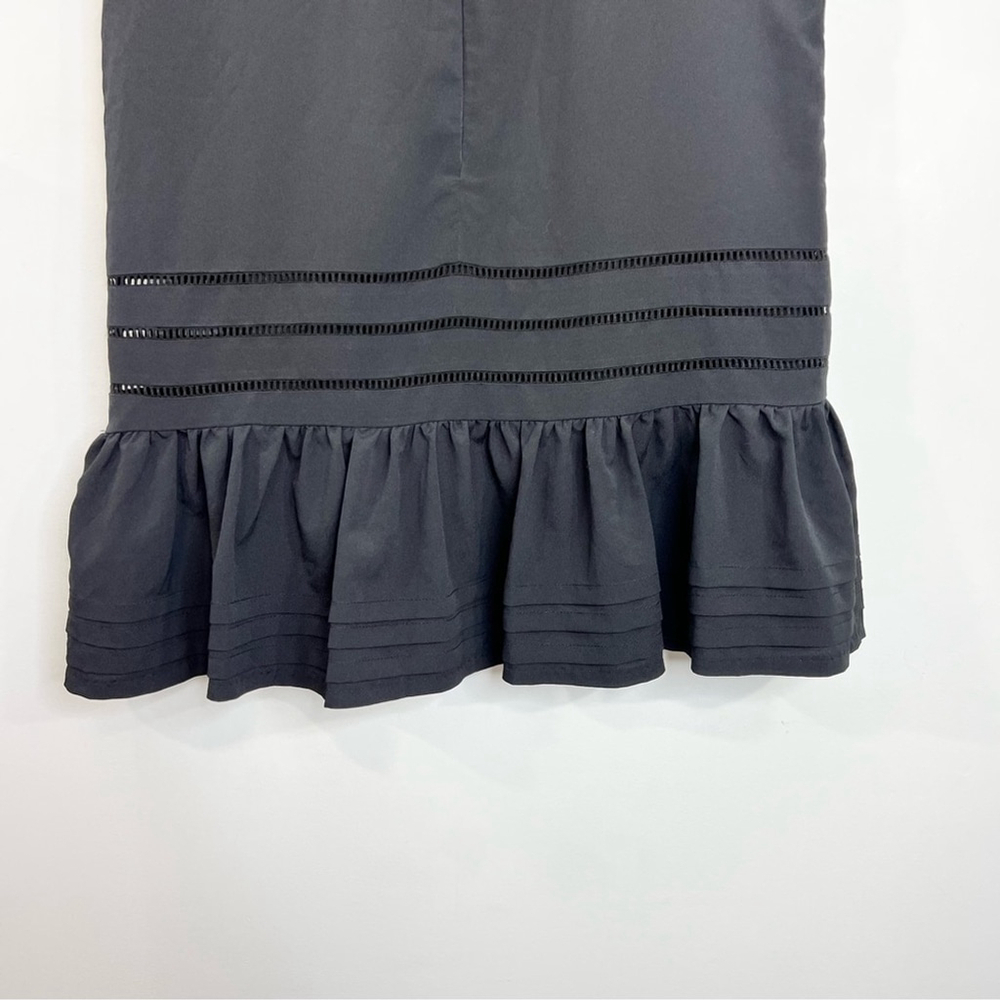 BONSUI Korea designer black ruffle hem sleeveless minimalist mini dress T1 - Picture 7 of 12